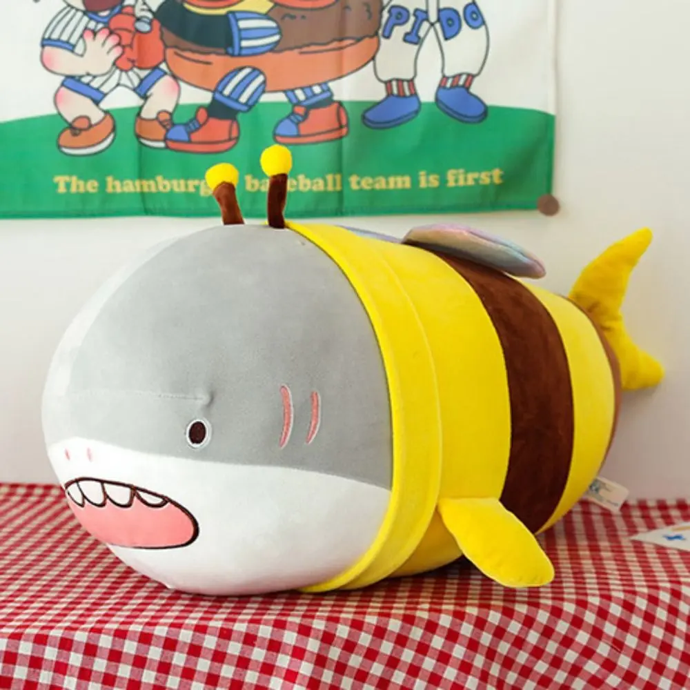 Criativo 28/38/48/60cm abelha travesseiro dos desenhos animados anime abelha oversized macio tubarão presente aniversário