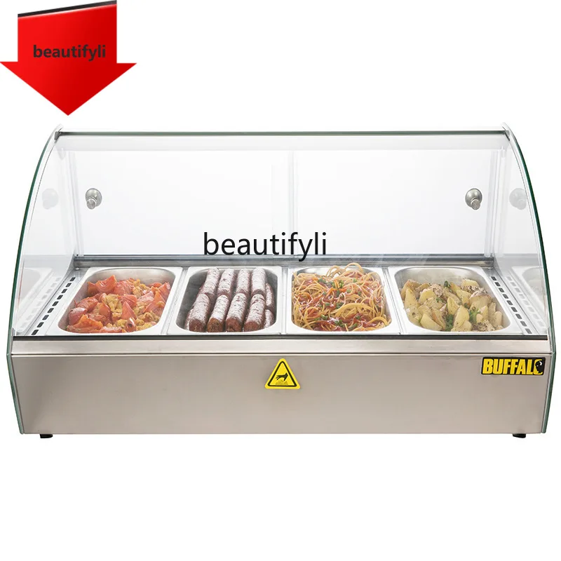 

A61 Food Heating Heated Display Cabinet Heating Furnace Commercial Horizontal Glass Display Hot Dishes Thermostatic Cabinet
