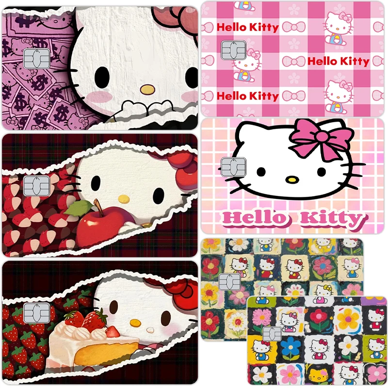

Kawaii Hello Kitty Y2k Credit Creidt Card Skin Stickers Matte Front Side Anime Cartoon Cute Bank Bus Metro Card Waterproof Gifts
