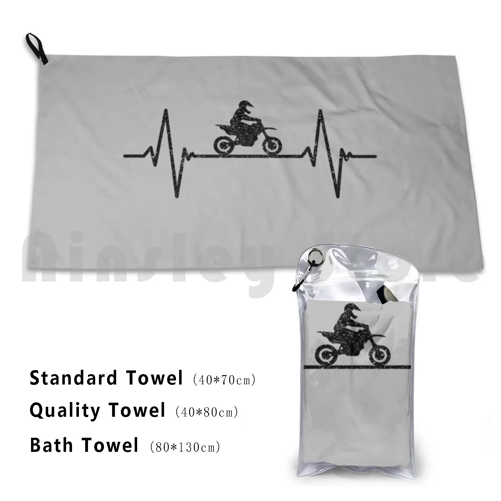 Motocross Heartbeat-Supermoto Pulse Bath Towel Beach Cushion Cross Dirt Bike Dirtbike Motocross Motorcycle