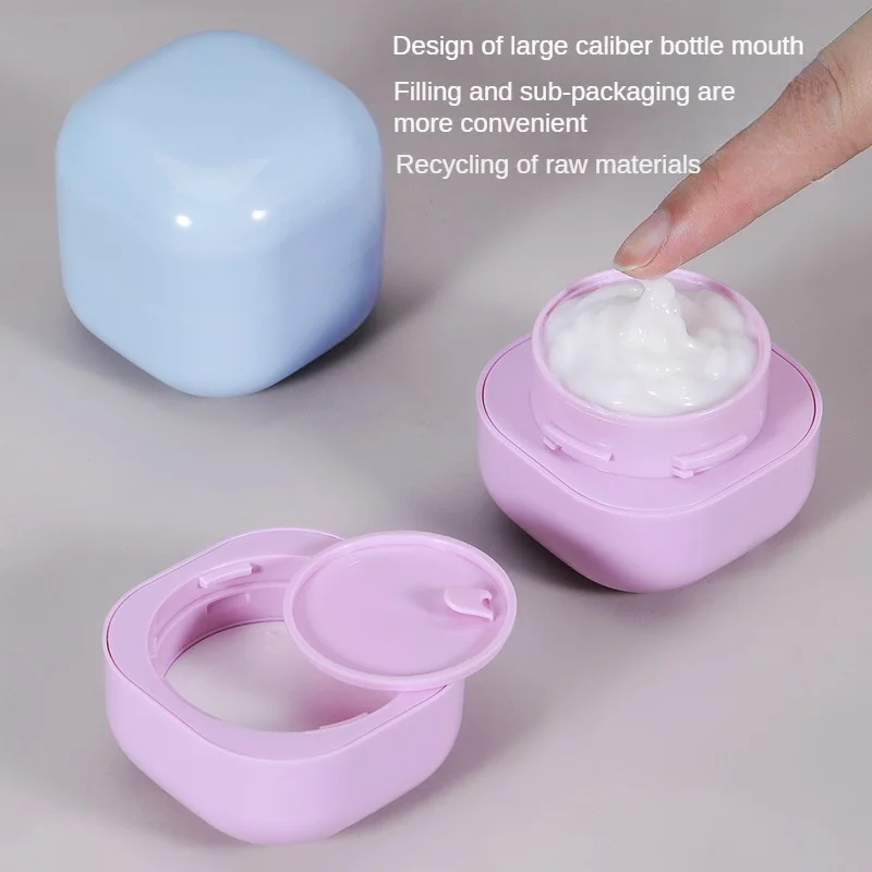 Botellas rellenables cuadradas de Macaron, botella vacía para crema facial, tarro de loción, olla de cosméticos vacía de plástico, accesorios de viaje, 20g, 30g, 50g