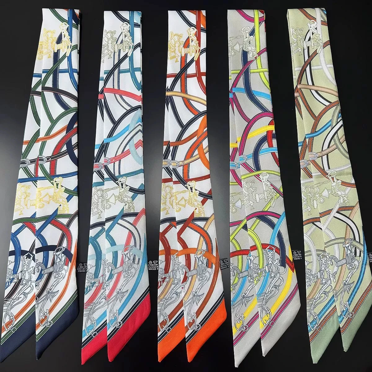 

2026 Fashion 90cm Printed Silk Scarf Women Luxury Brand Scarf Bag Ribbons Fashion Head Scarf Small Long Scarves 5pcs/lot