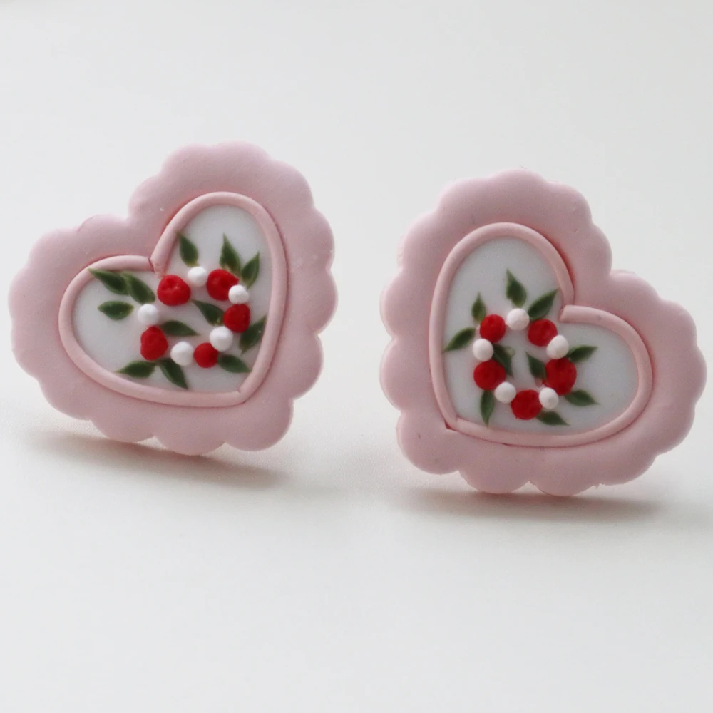 2025 موضة جديدة القلب وأقراط للنساء الفتيات الوردي قرط على شكل قلب بوليمر كلاي انخفاض القرط هدايا عيد الحب مجوهرات