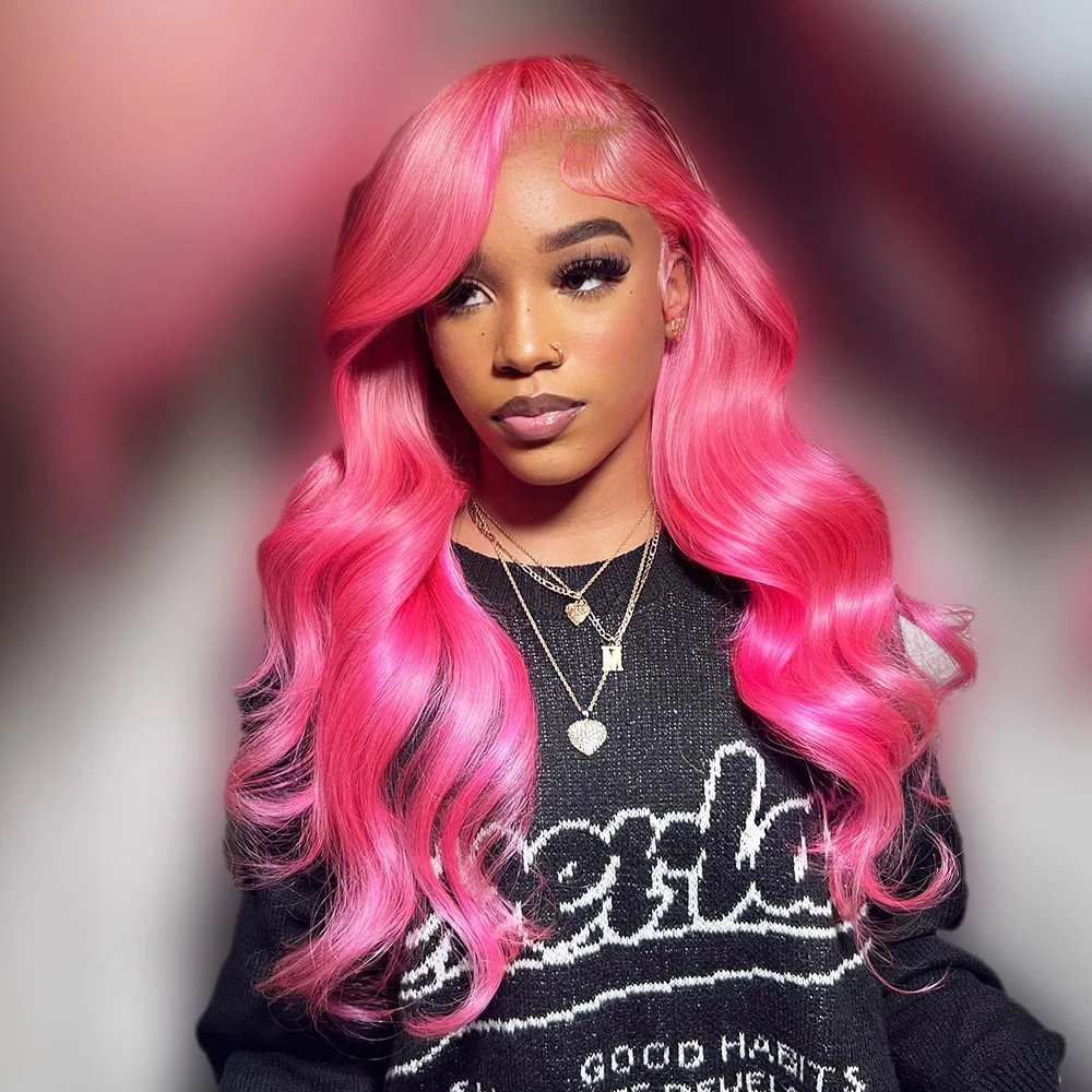 13x4 الوردي الدانتيل الجبهة الباروكات 100% جودة الشعر البشري قبل قطعها البرازيلي شقراء الملونة باروكة من شعر طبيعي للنساء الوردي الداكن #4