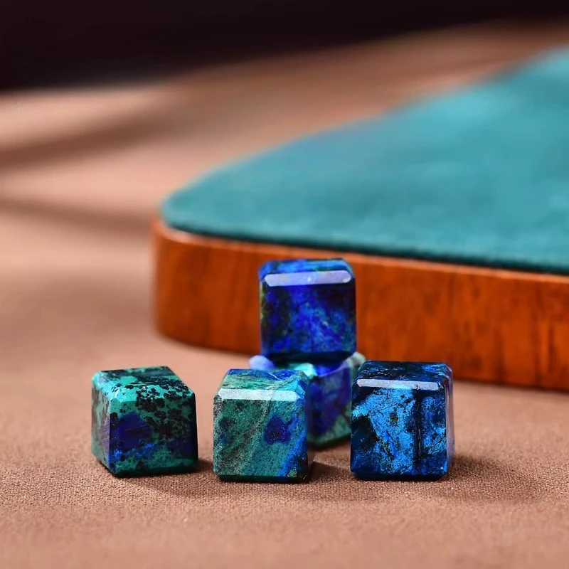 Natural Phoenix Azurite Sugar Cube Loose Beads Round Beads DIY Bracelet Bracelet Accessories Accessories