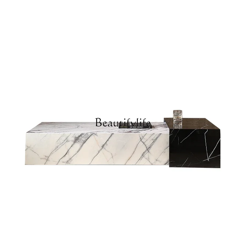 

LJY*Marble coffee table Italian minimalist living room home modern minimalist designer creative rectangular low table