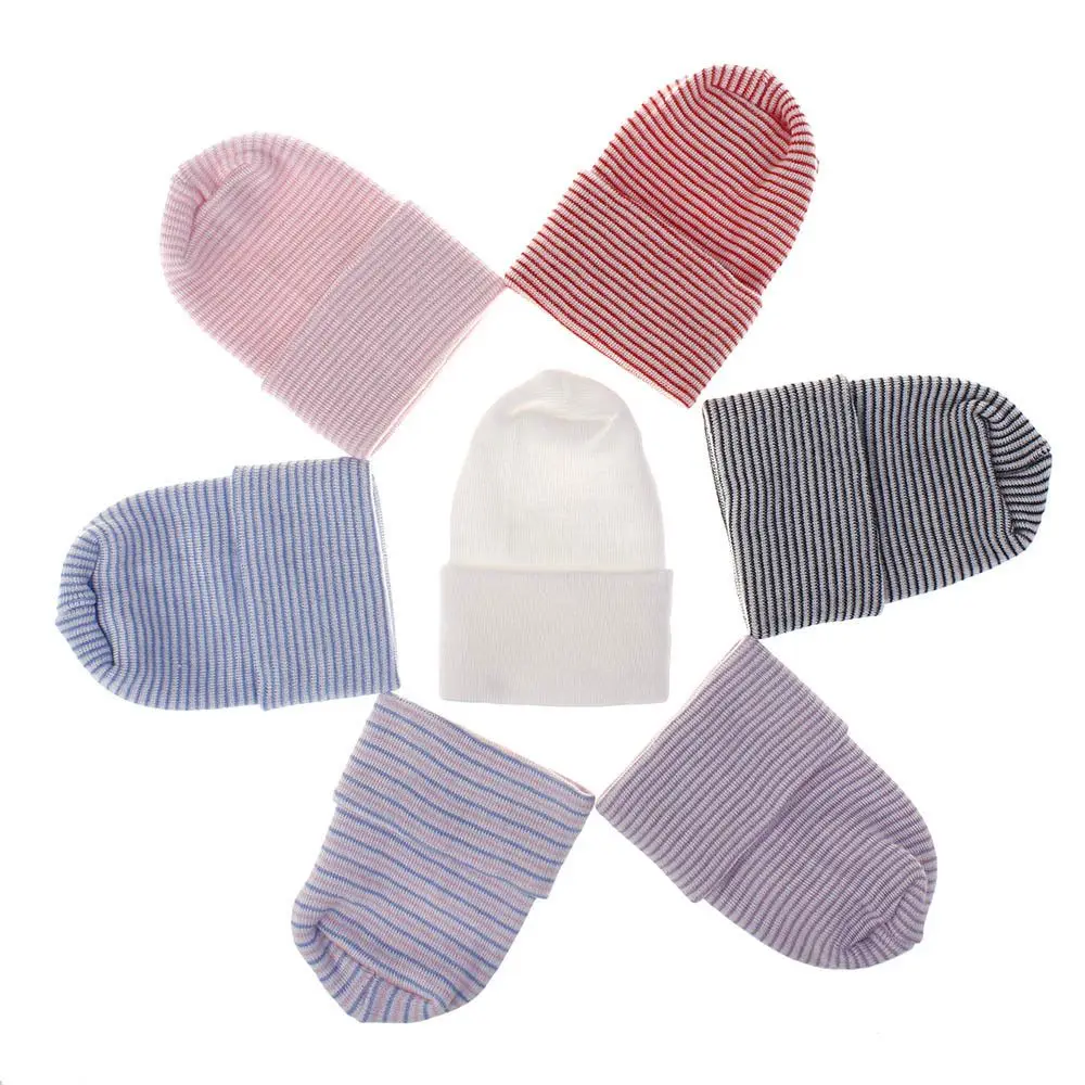 Soft Turban Newborn Nursery Cap Casual Beanie Hat Headwrap Baby Boy Girl Hat Infant Striped Fetal Hospital Cap Kids