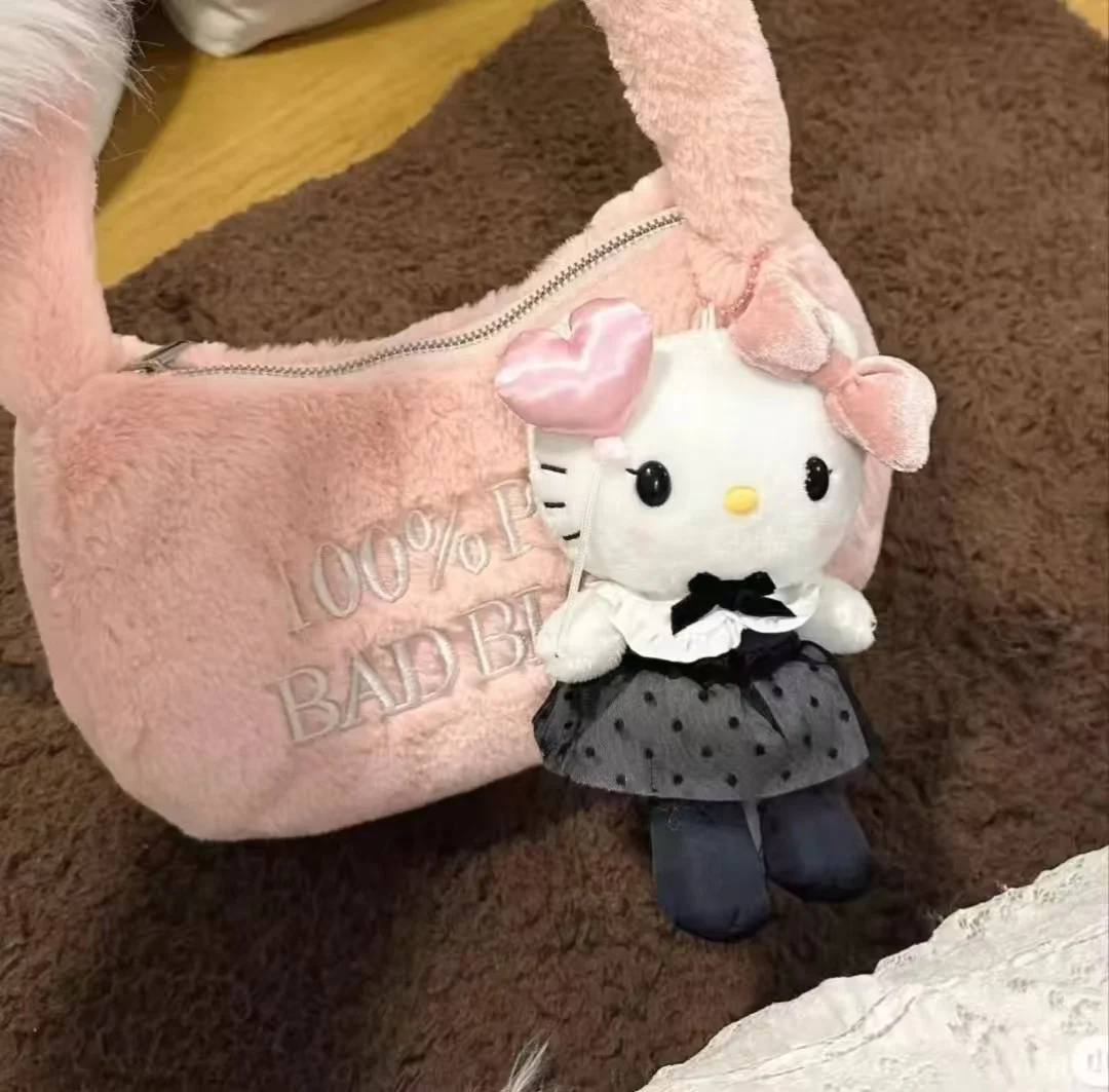 Genuino Sanrio Hello Kitty francés Sweetheart KT gato llavero de felpa juguetes de dibujos animados PP algodón mochila llavero regalos para niñas niños