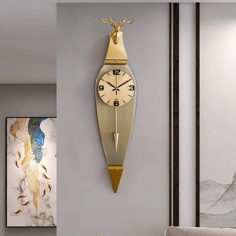 Modern Luxury Brass Wall Clock Simple Niche Interior Metal Wall Decor Living Room Art Style Aesthetic Wand Uhr Digital Clock