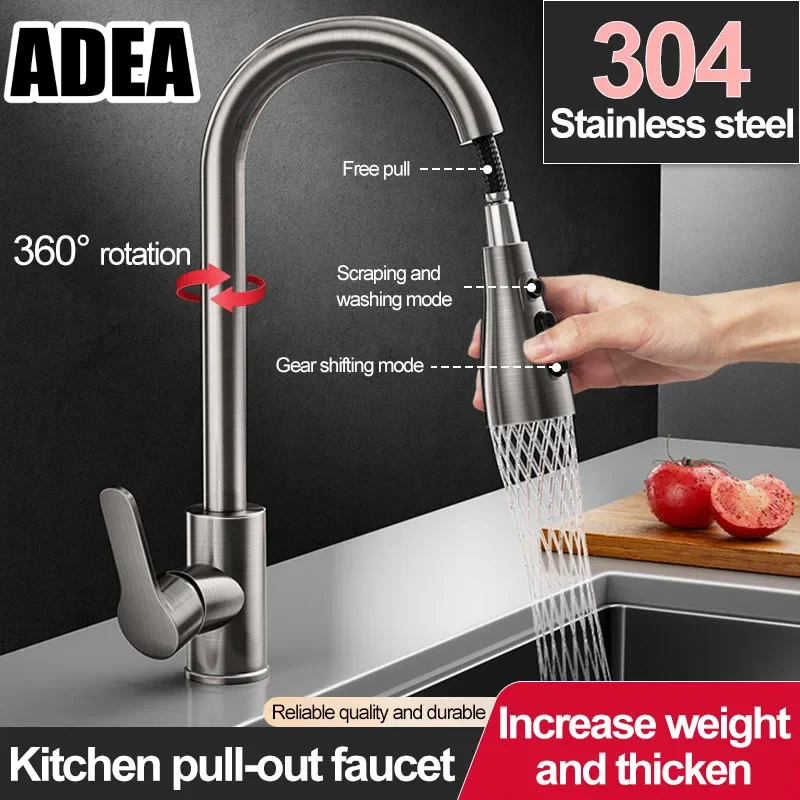 

ADEA Kitchen Pull-out Faucet, Hot And Cold Household Splash-proof Sink, Retractable Sink, Vegetable Washing Basin Fau