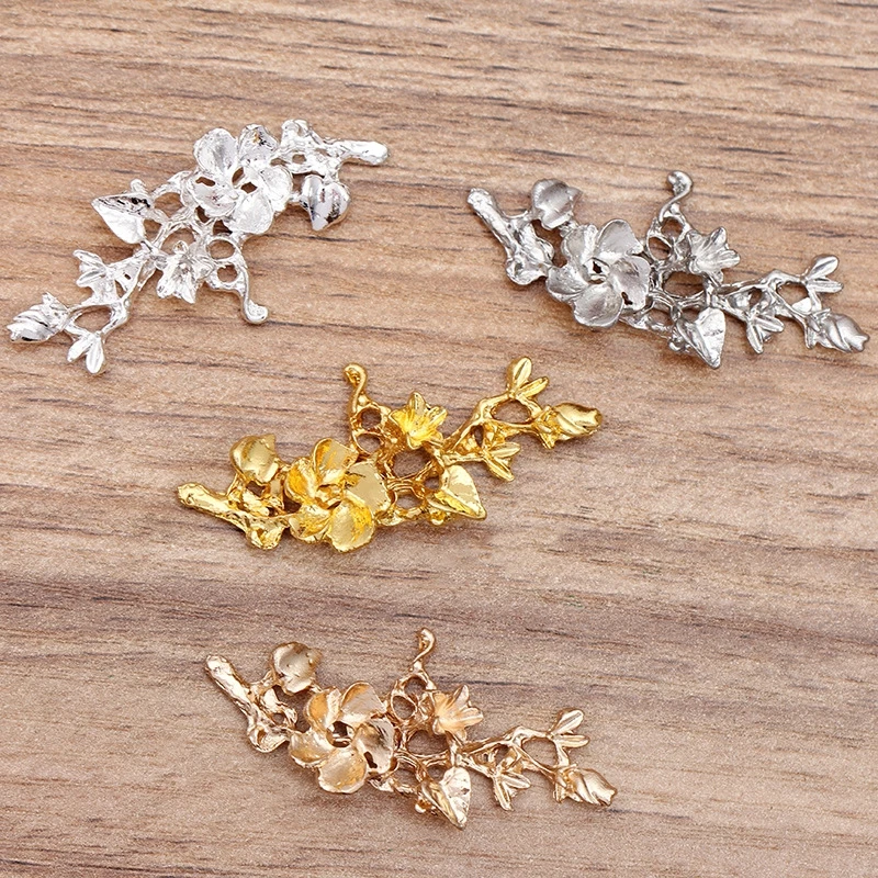 BoYuTe (20 Pieces/Lot) 20*44mm Flower Branch Alloy Materials Diy Hair Jewelry Accessories