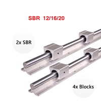 2set Linear Rail SBR12 16 20 300 400 500 600 700 800 900 1000mm 1200mm 2pcs SBR Linear Guide + 4pcs SBR12UU Blocks for CNC Part