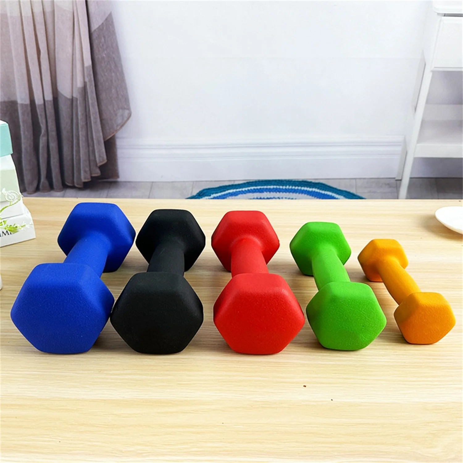 85624 hexagonal linen impregnated dumbbell fitness equipment for women and men