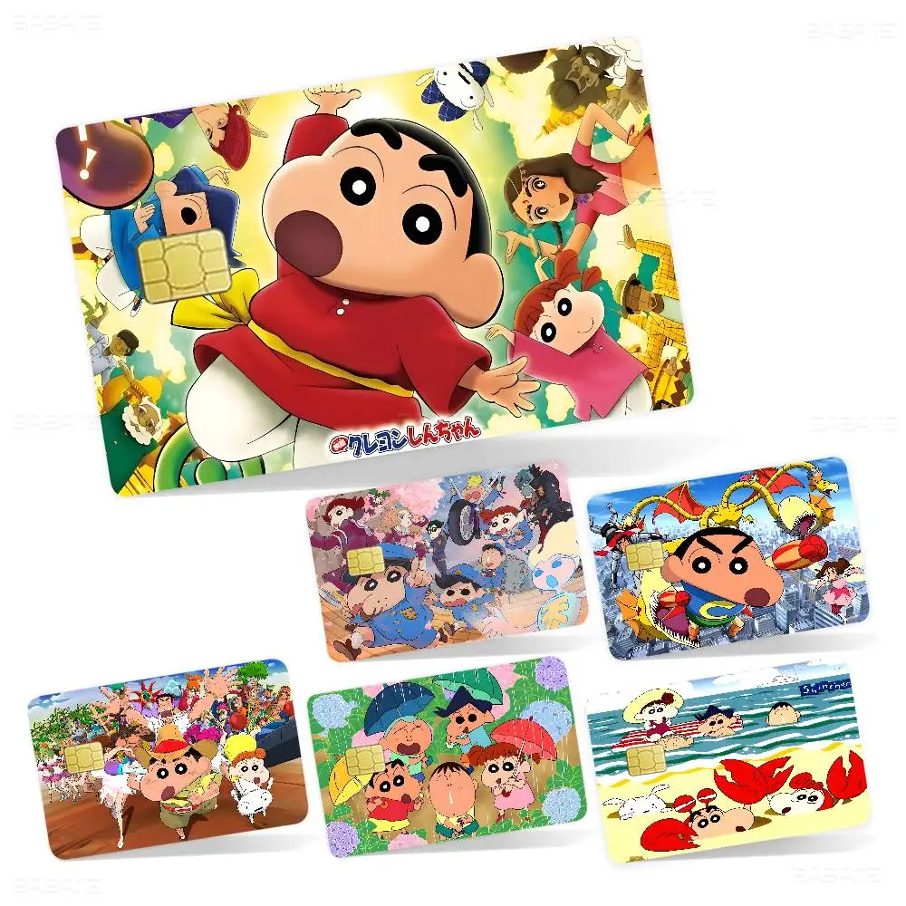 Cartoon C-Crayon Shin-Chan Cute 2024 Anime Cartoon Skin Stickers Film Tape Case For Big Credit Debit Card Front Side
