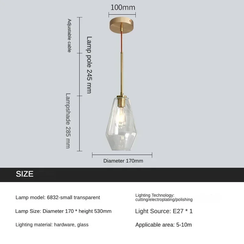 

Modern Minimalist Glass Light Chandelier Luxury Nordic Bedroom Dining Room Bedside Kitchen Bar Table Lighting