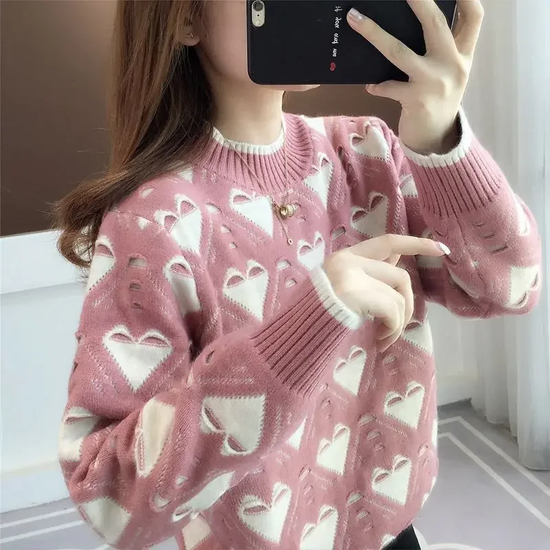 Women's Knit Sweater Fall Graphic Hot Sale Winter Autumn Ladies Pullovers Korean Style Long Sleeve Offers Clothes New Knitwear