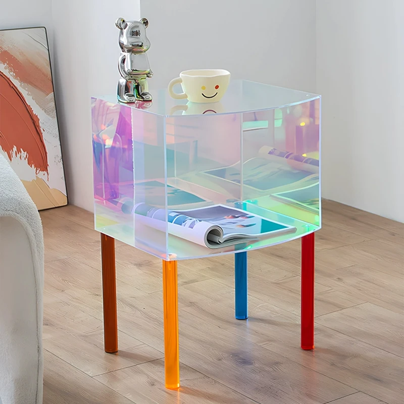 Colorful Acrylic Coffee Table, Living Room Side Table, Bedside Table, Storage Rack, Creative Tea Table, Furniture, Customized