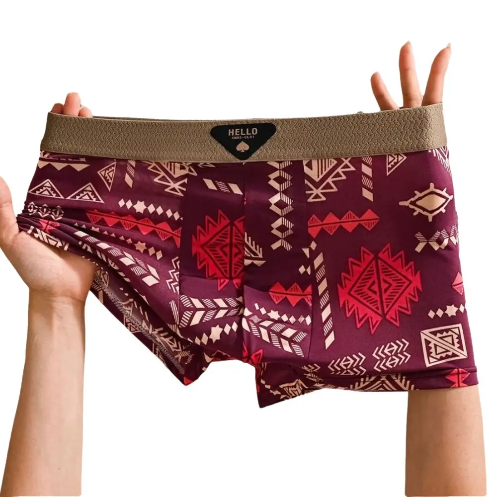 

5Pcs Breathable Plus Size Men's Boxer Briefs Seamless Mid Waist Underwear for Man Lingerie Elastic Printed Panties Gifts
