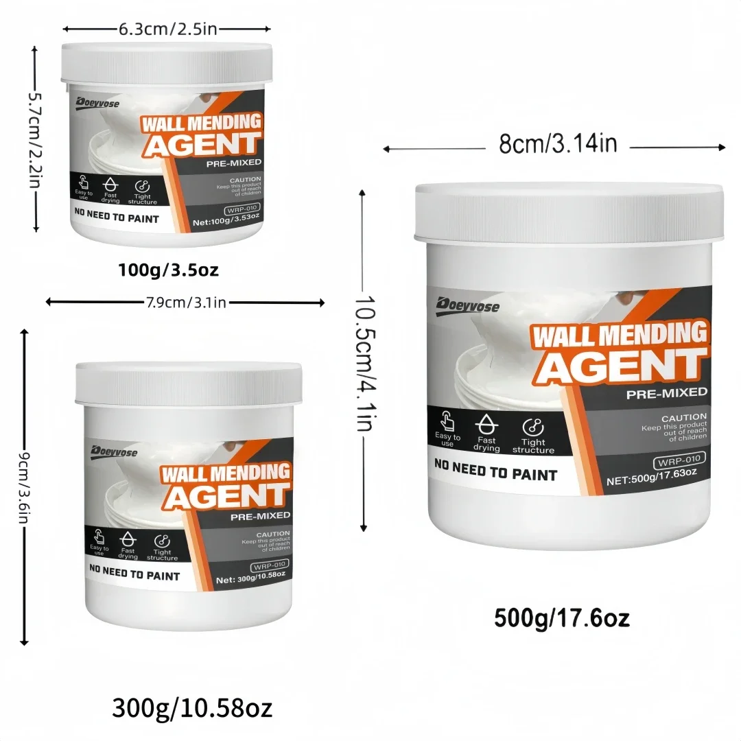 500g/300g/100g Waterproof Wall Mending Paste Quick Dry Fix Wall Cracks & Holes