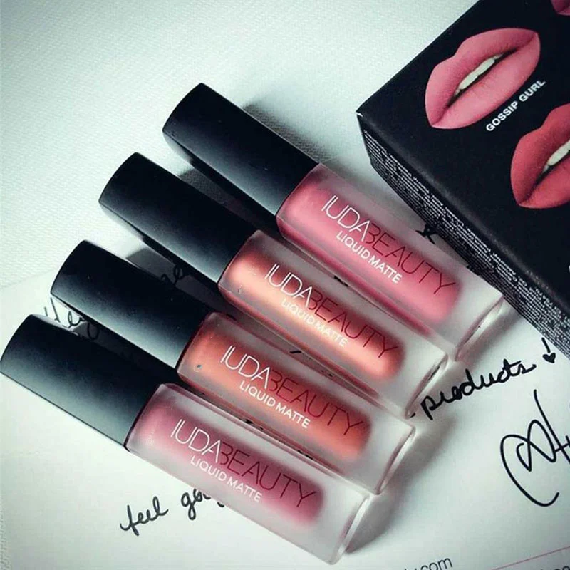 

4pcs Lipstick Set Matte Lip Gloss Waterproof Lip Glaze Tint Non-stick Non-Fading Lips Huda Lip Makeup Cosmetic Lip Care