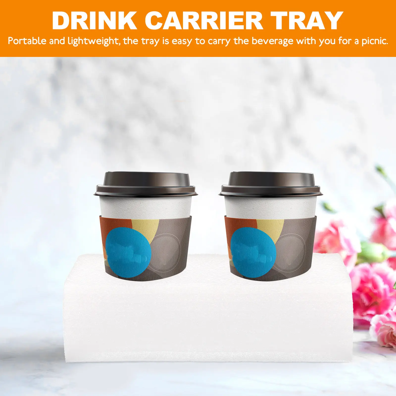 

2Pcs Cup Holder Trays 2-Hole Beverage Fixing Holders Takeout Milk Tea Coffee Cup Carrier Tray for Food Delivery and Outdoor