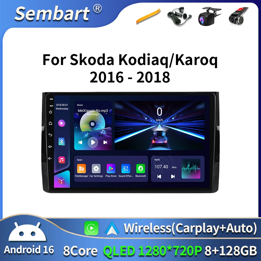Android 16 Multimedia Auto RadioFür Skoda Kodiaq 2016-2018 Carplay 4G Wifi GPS RDS DVD autoradio stereo DSP