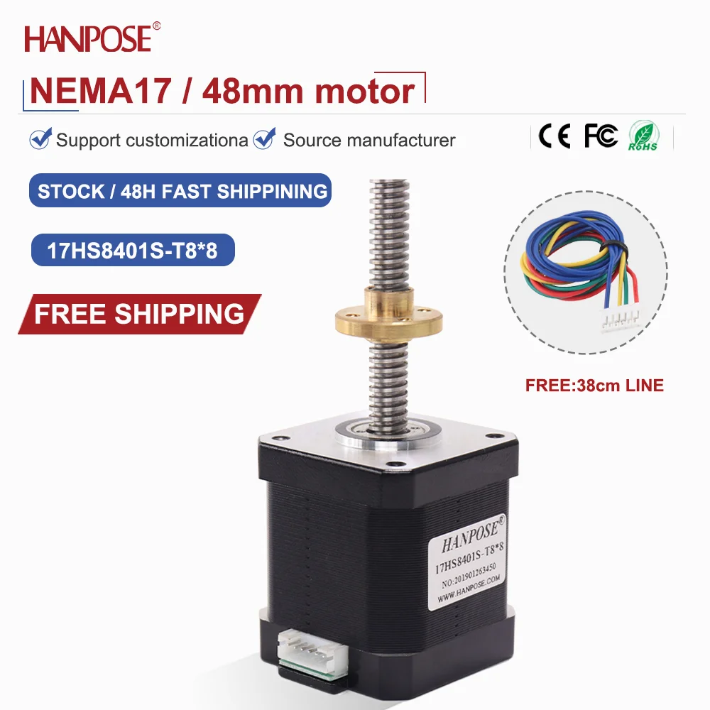 

Винтовой прецизионный шаговый двигатель может быть изготовлена по индивидуальному заказу, модель 17HS8401S-T8 * 8, ток 1,5 А, принтер для автоматического оборудования