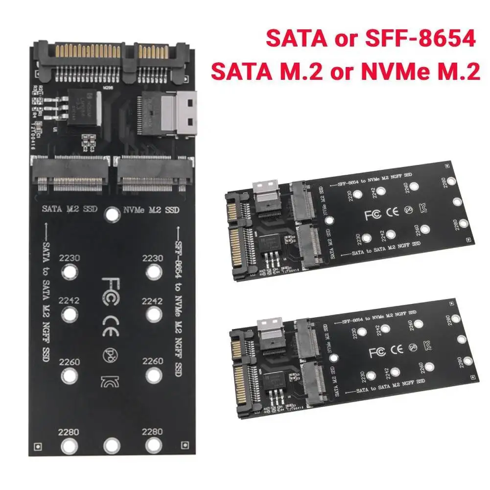 

M.2 To SATA Adapter SFF-8654 To M2 NVME SSD 22Pin SATA To M2 Expansion Card 2 in 1 Combo Adapter Fit for Mainboard