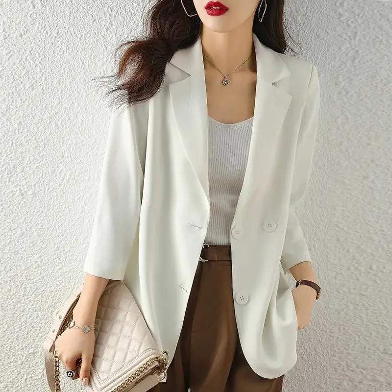 Chiffon Coats for Women Spring Autumn Blazer Woman Loose Solid Outerwears Trend 2025 Tailoring Korean Style on Promotion Jacket