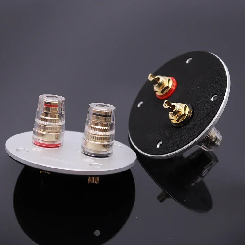 

LUSYA 2-Way Round 75mm Aluminum Alloy Audio Speaker Binding Post Crystal Pure Copper Wiring Terminal Banana Plug Connector