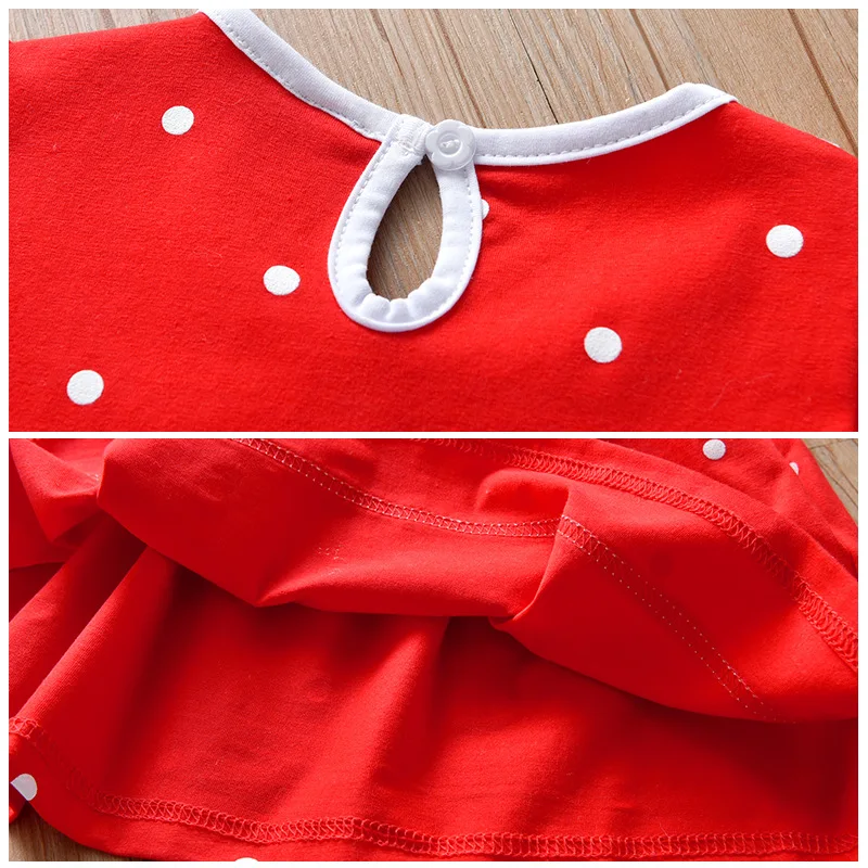 Little maven 2024 Baby Girls Summer Red Dress Cotton Casual Clothes Red Lovely Children Comfort Wear for Kids 2-7 year