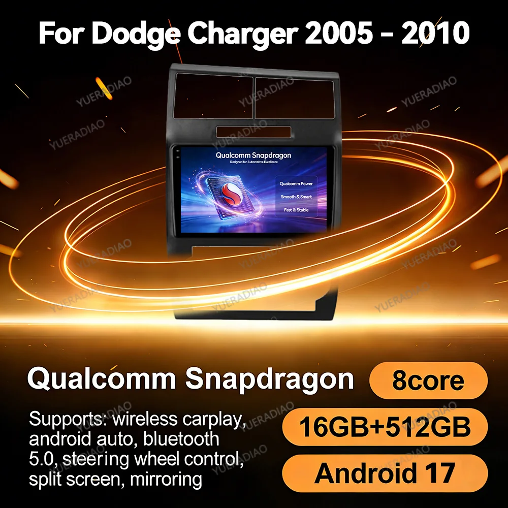 Android 17 Car Radio For Dodge Charger LX 2005 - 2010 For Dodge Magnum 2 2003 - 2007 Head Unit QLED GPS NAVI Qualcomm 4G WIFI BT