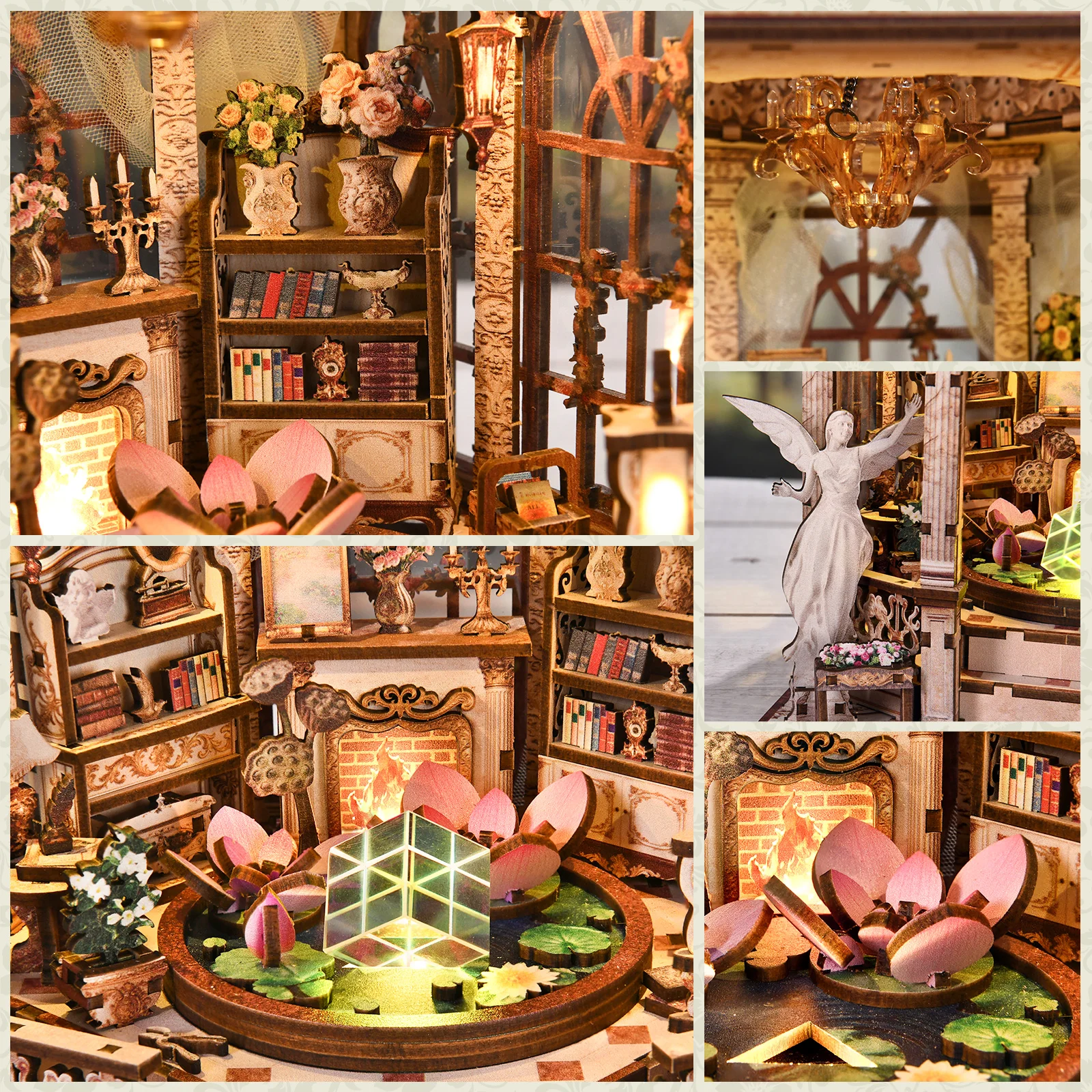 3D Wooden Puzzle Book Nook Kit - Miniature Led Light Kit For Dollhouse 评论和价格