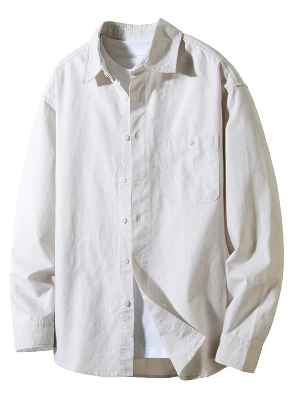 

Мужская повседневная рубашка из чистого хлопка оксфордской ткани с длинным рукавом, осенне-зимняя новинка, в стиле ретро, простая, модная, от китайского бренда