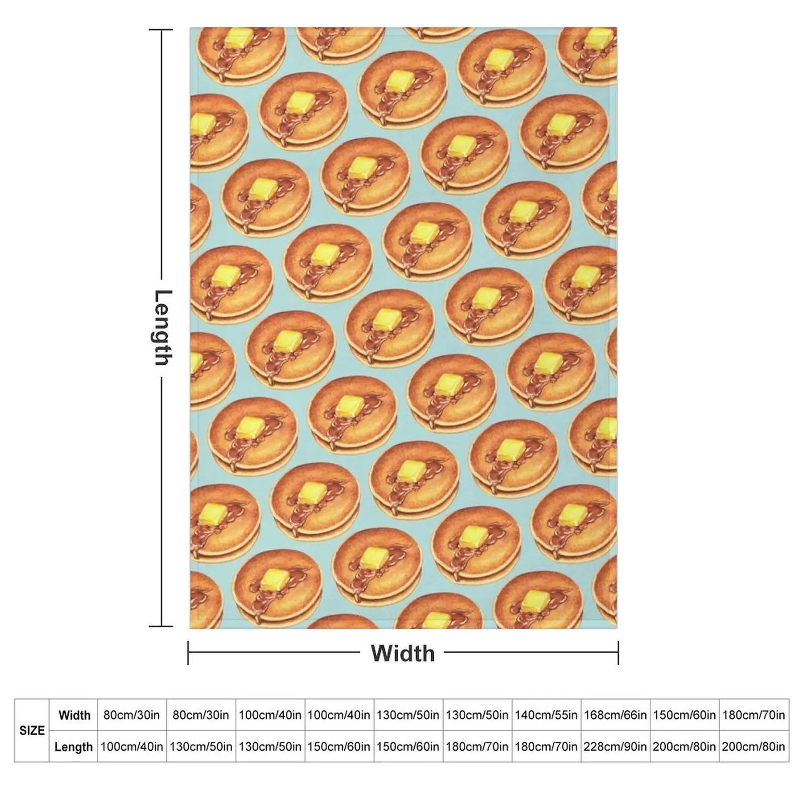 Pancakes Pattern - Blue Throw Blanket couch cozy soft plush fuzzy picnic outdoor blanket