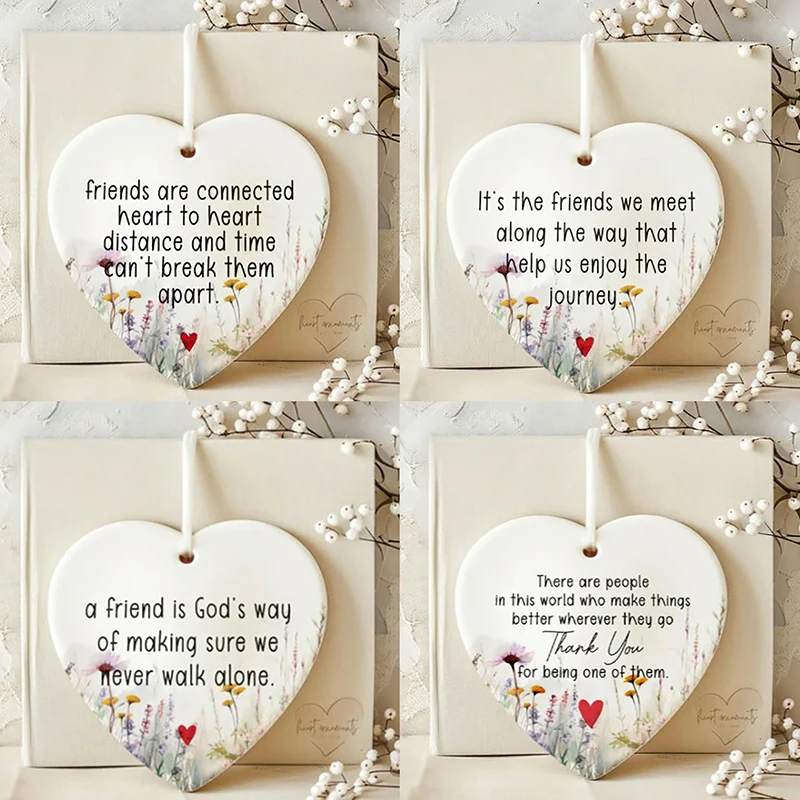 Christmas Friendship Wedding Keepsake for Best Friend Acrylic Heart Shaped Hanging Decoration Christmas New Year Gift