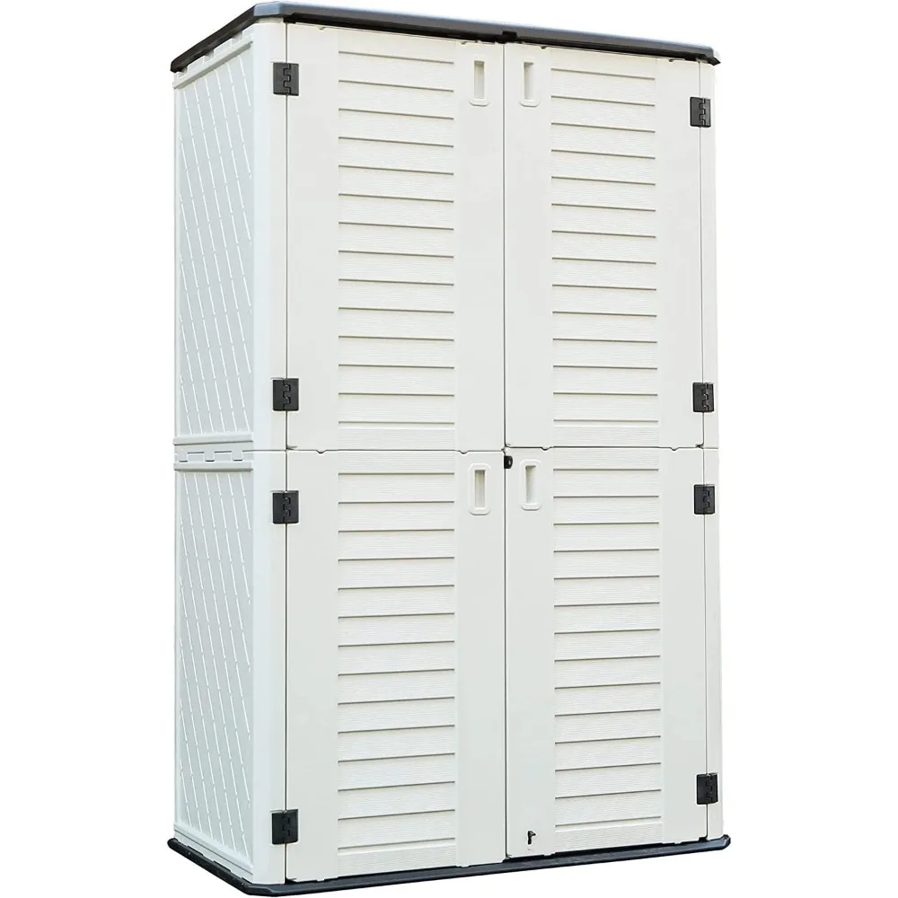 

Outdoor Storage Cabinet, Vertical Storage Shed Perfect To Store Patio Furniture, Garden Tools Accessories,Bike,Beach Chairs