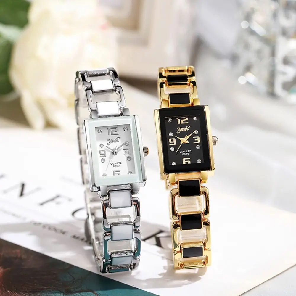 Orologio con cinturino in acciaio inossidabile caldo Orologio da polso al quarzo regalo di lusso da donna Orologio da polso al quarzo quadrato semplice moda studente