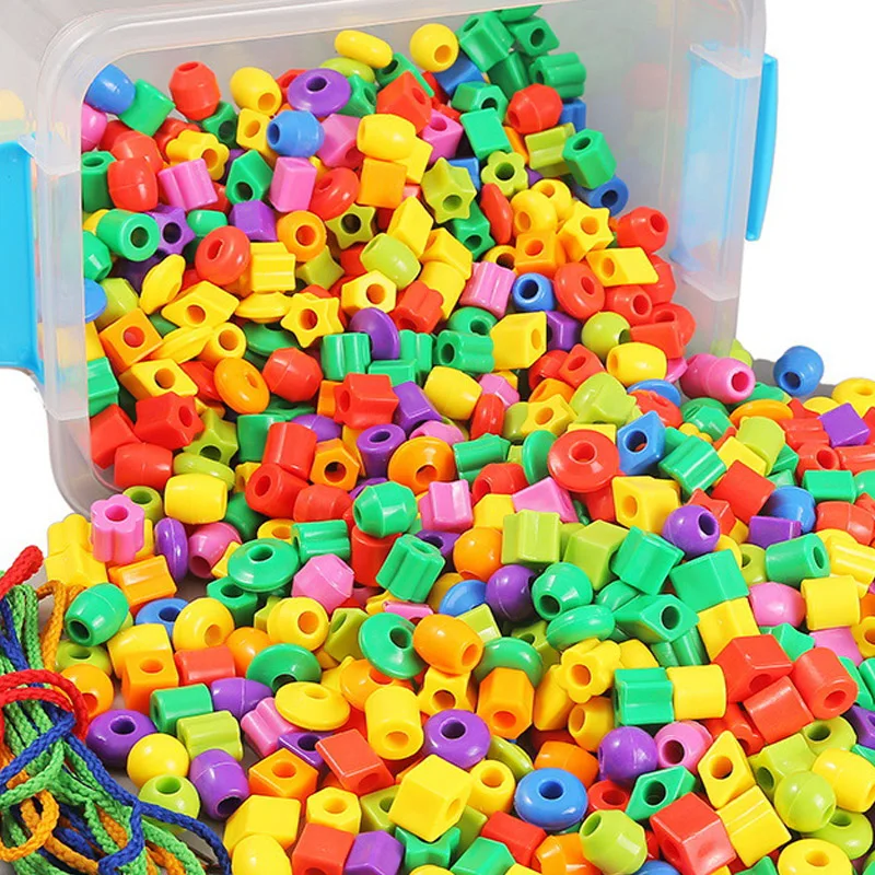 

50PCS Threading Beads For Toddlers Educational Montessori Occupational Therapy Sensory Toys Fine Motor Skills Activities