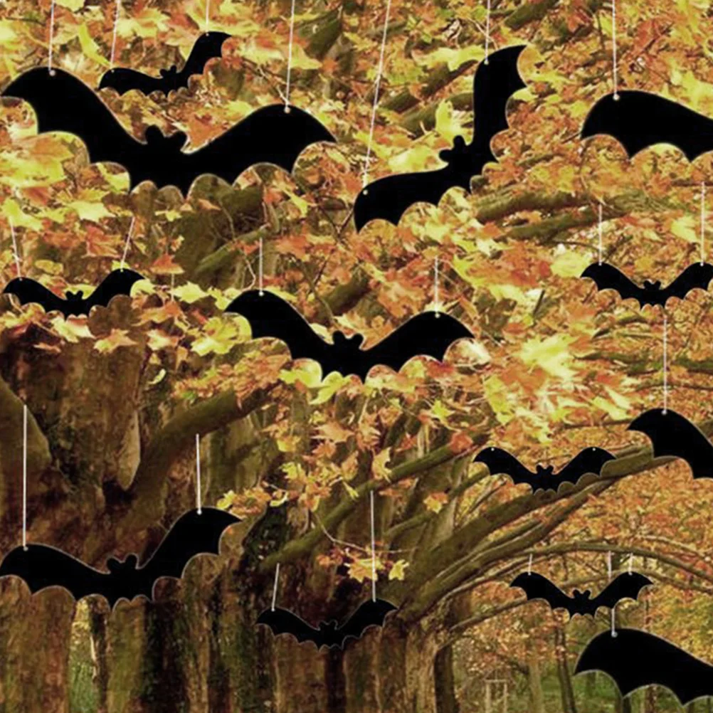 

12Pcs Bat Hanging Decor Simulation Flying Bats Halloween Party Supplies for Tree Window Door Haunted House Festival Decorations