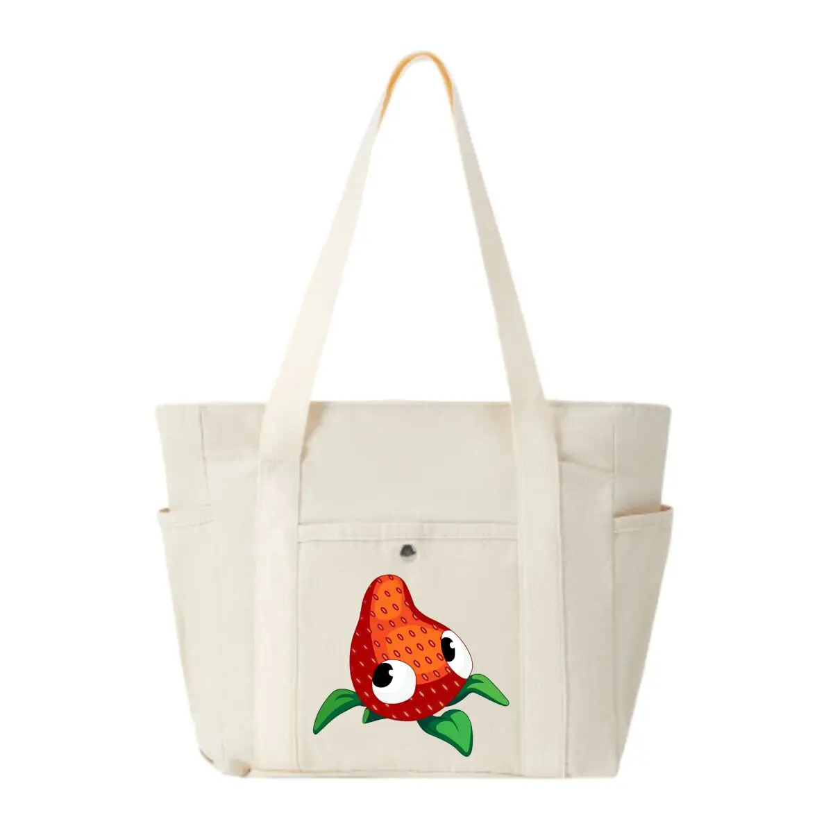 

«Strawberry Creature» — химерная художественная холщовая сумка через плечо с несколькими карманами, практичная сумка для работы и школы