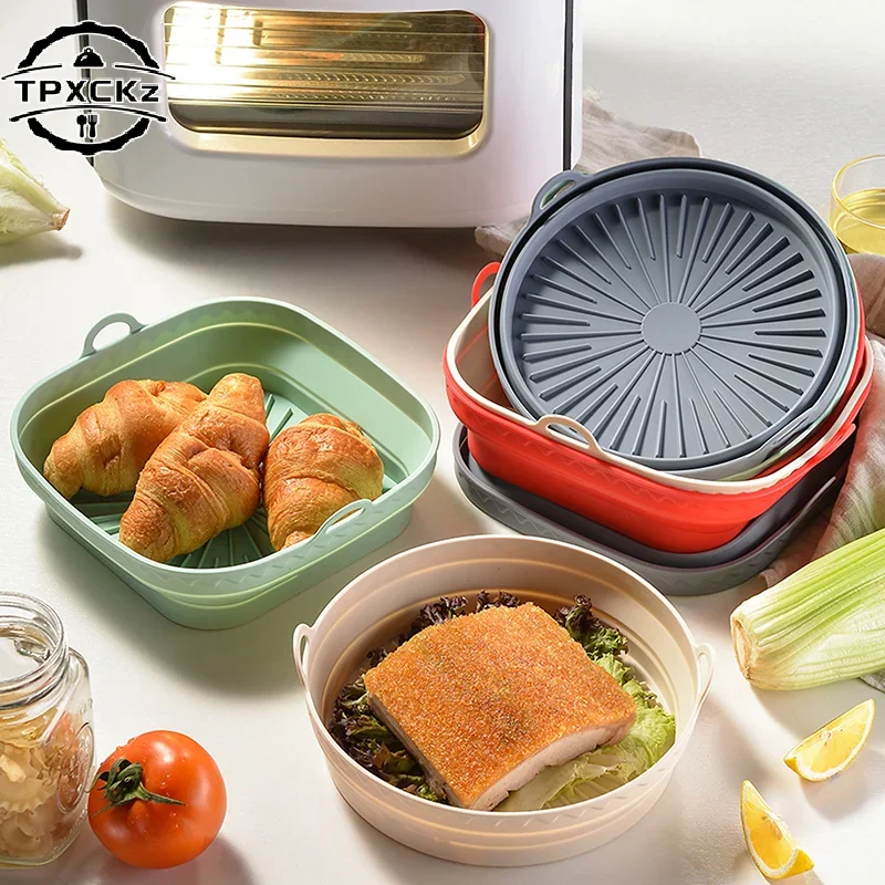 

Силиконовая корзина для аэрофритюрницы, горшок, квадратная складная аэрофритюрница, противень для выпечки, вкладыш для форм, многоразовые безмасляные кухонные аксессуары для приготовления пищи