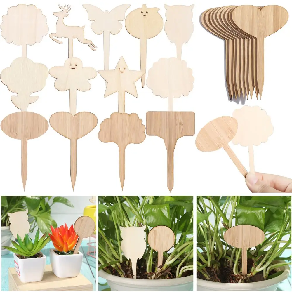 

10PCS Eco-Friendly Gardening Nursery Pots Seed Herbs Planting Tools Wood Sign Tags Bamboo Plant Labels Garden Markers
