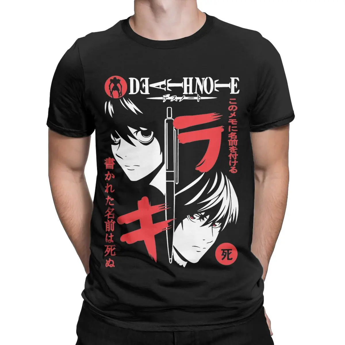 Men T-Shirts Deaths Notes Casual 100% Cotton Tees Short Sleeve L Lawliet Yagami Light T Shirts Round Neck Clothes 4XL 5XL 6XL