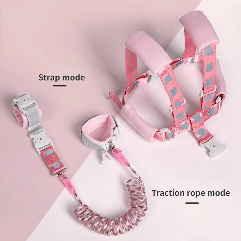 Child Anti-Lost Wristband Reflective Harness Toddler Cartoon Print Outdoor Anti Lost Traction Rope Two-in-one Baby Safety Stuff