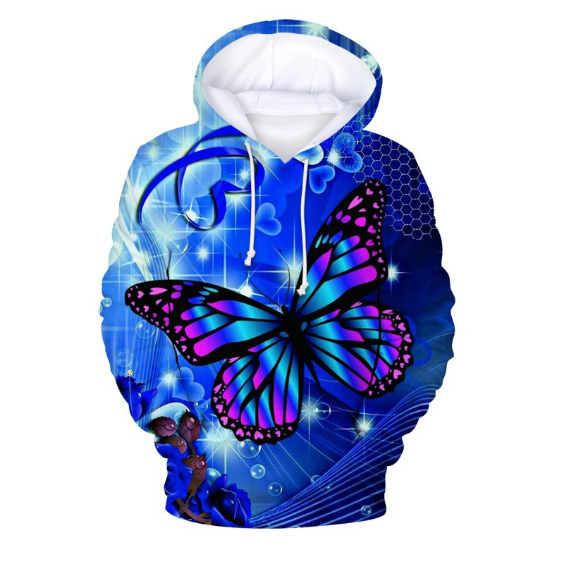 Fashion Colorful Butterfly 3D Print Hoodies Women Streetwear Oversized Pullovers Hoodie Hooded Sweatshirts Woman Tops Clothing