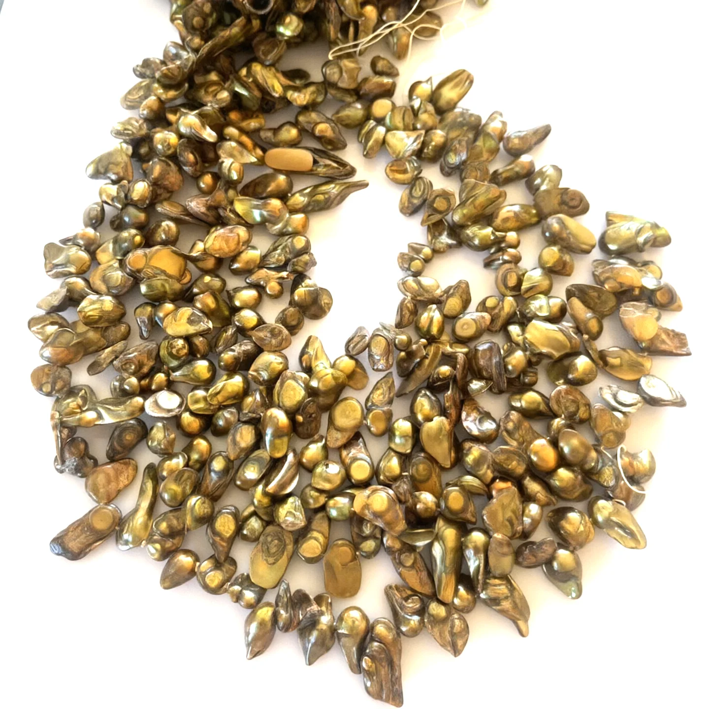 16 inches 11-13mm Antique Bronze Natural Fresh Water Blister Pearls Loose Strand