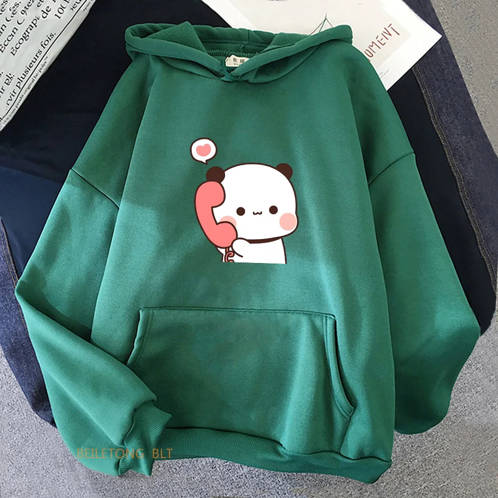 Panda Bear Bubu Dudu Calling Sweatshirts Casual Women/Men Cartoon Printing Hoodies Cute Girls Winter Fleece Hooded Pullovers