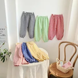 Children's Wear Summer Thin Loose Casual Kids Anti-mosquito Pants Toddler Clothing Baby Boys And Girls Plaid Trousers Bloomers