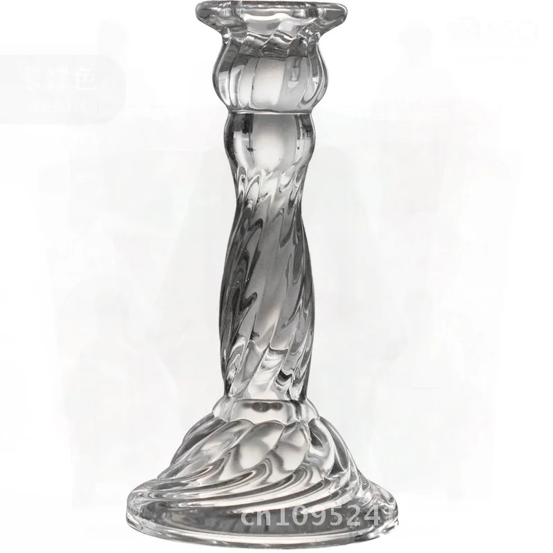 

French Embossed Glass Candle Holder Medieval Design High Foot for Dining Table Home Decor Restaurant Atmosphere Blown Glass